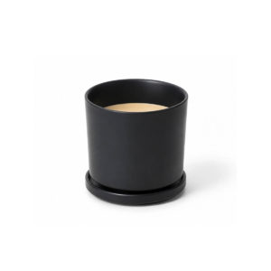 Maceta con plato NEGRA M - 19 cm